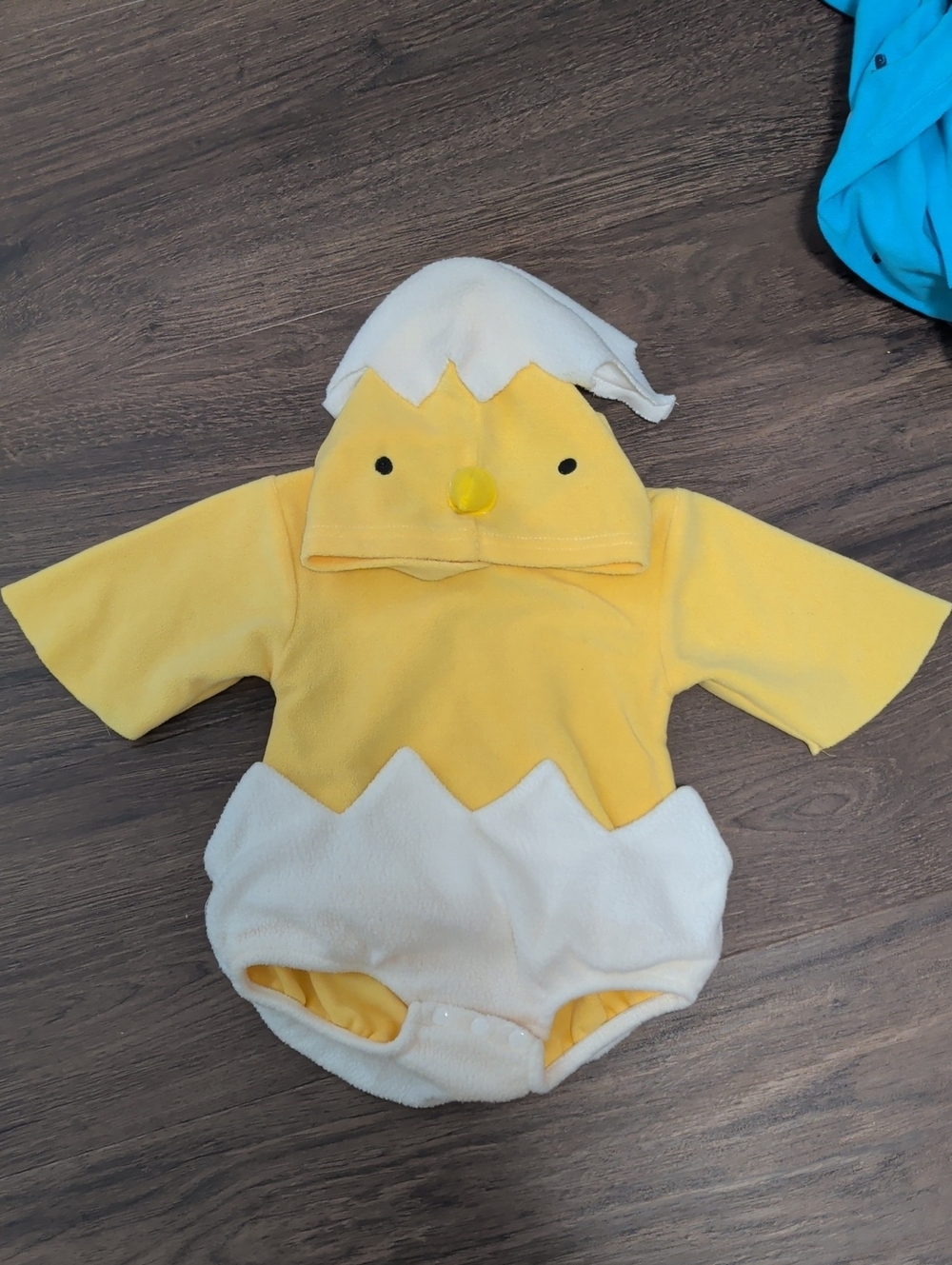 Yellow Baby Chick Eggshell Hooded Baby Onesie - 6M